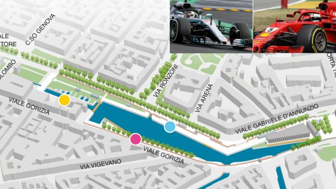 La Formula 1 sfreccia a Milano: percorso esibizione alla Darsena
