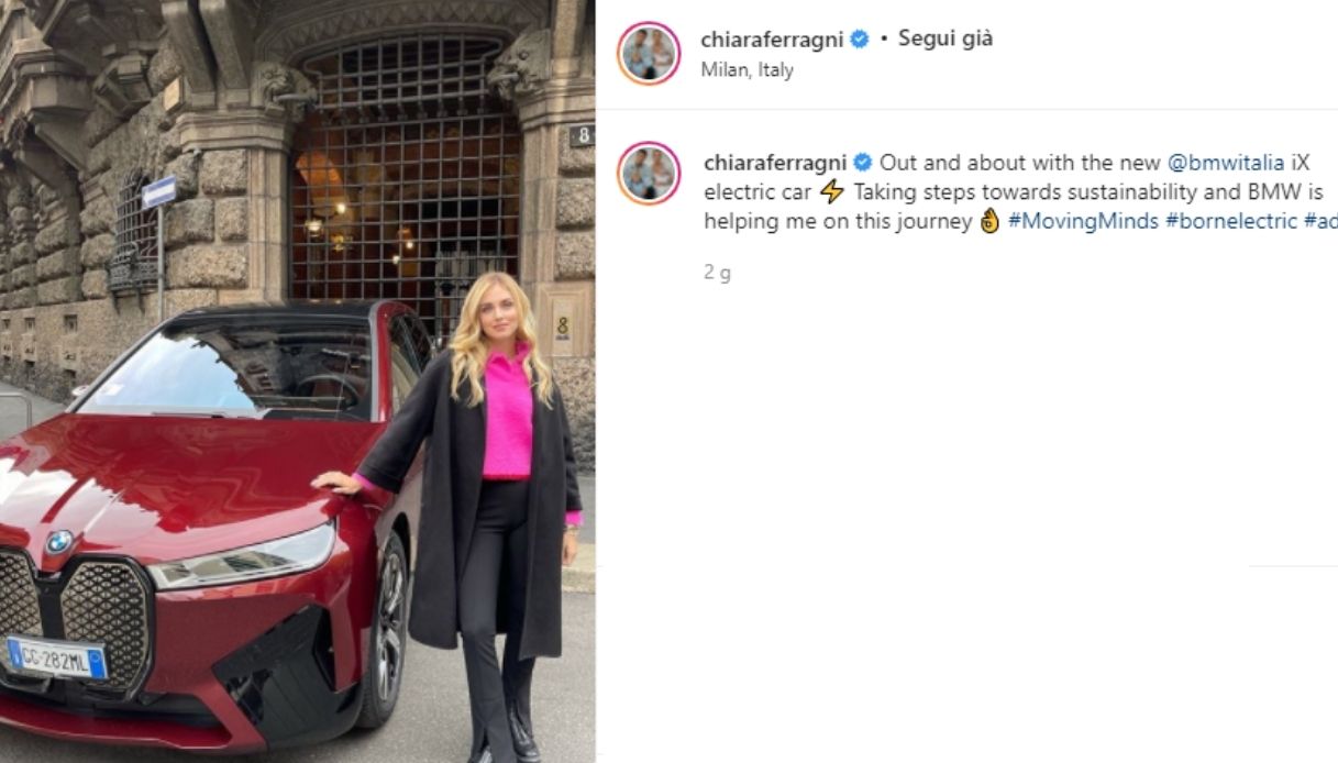 Chiara Ferragni per BMW iX su Instagram